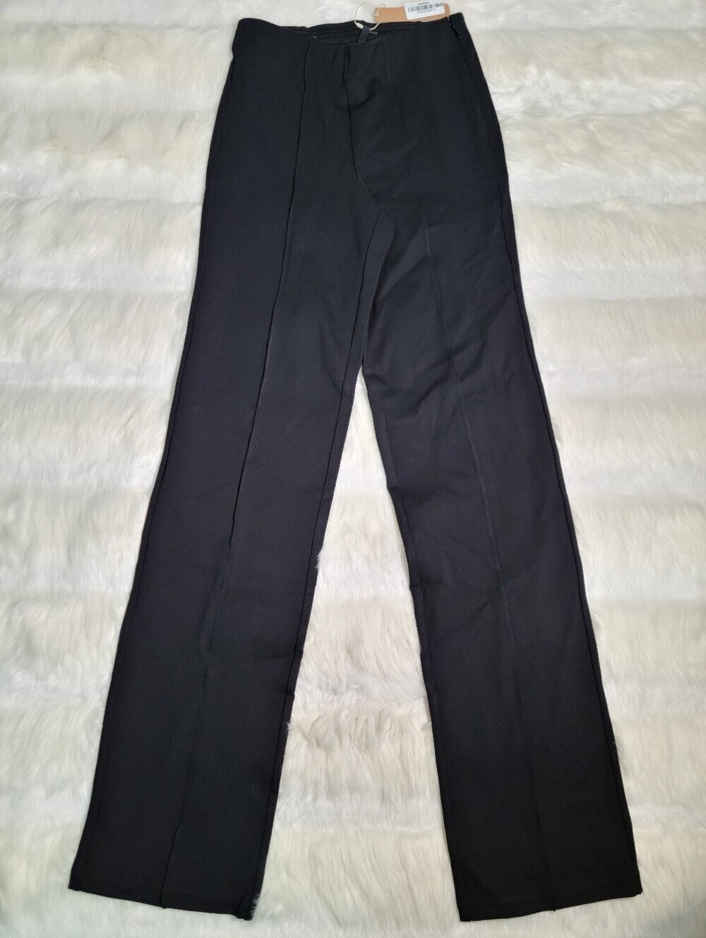 SKIMS The Essential Pants High Waist Pintuck Straight Black Obsidian Small NEW